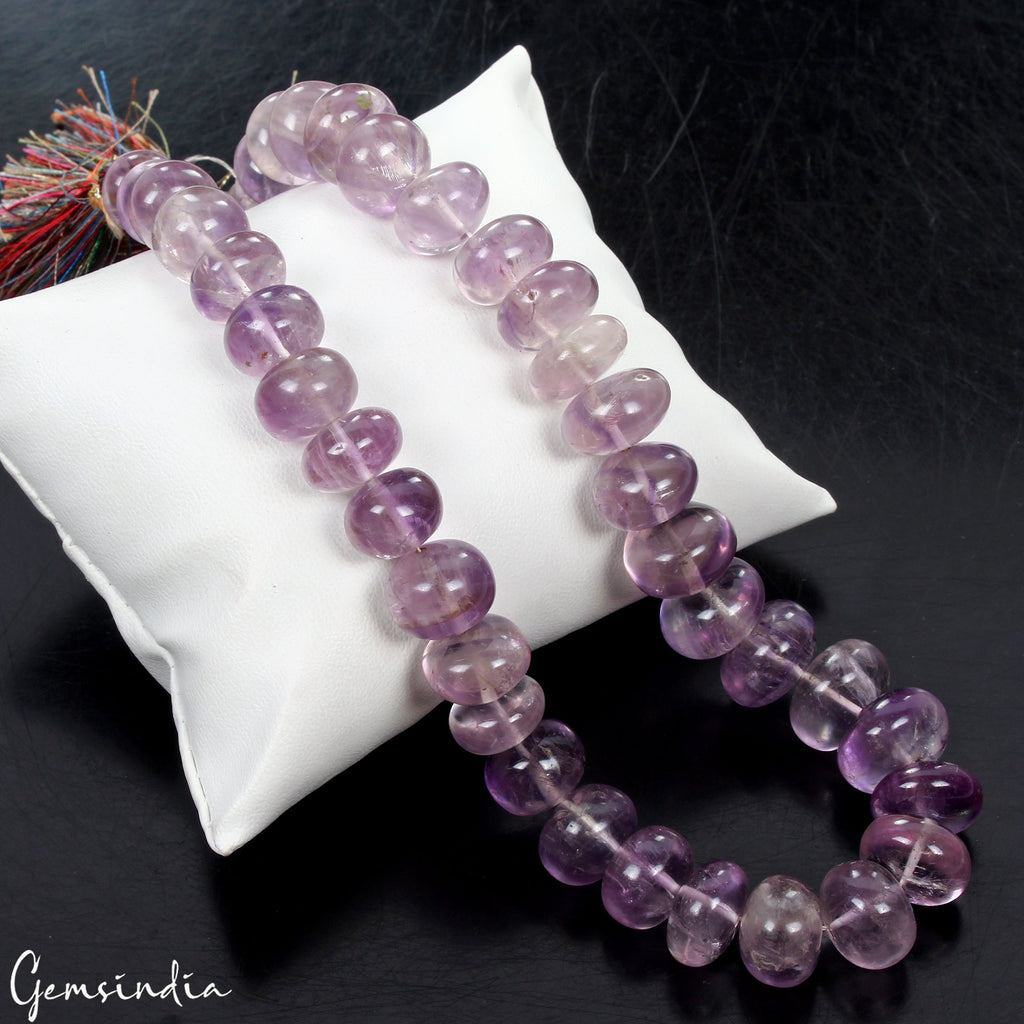 14" Natural Purple Amethyst Round Cabochon Smooth Round 12-17mm Beads Strand