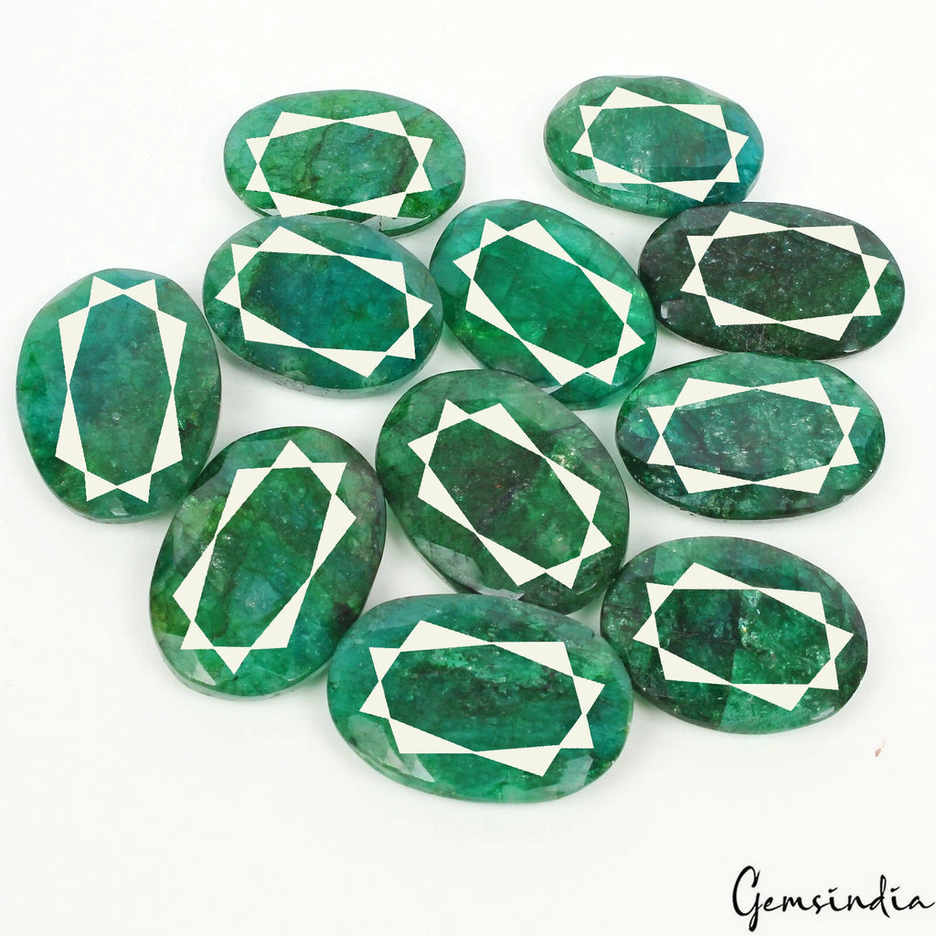 640 Cts/11 Pcs Natural Brazilian Green Emerald Oval Cut Loose Gems For Jewelry