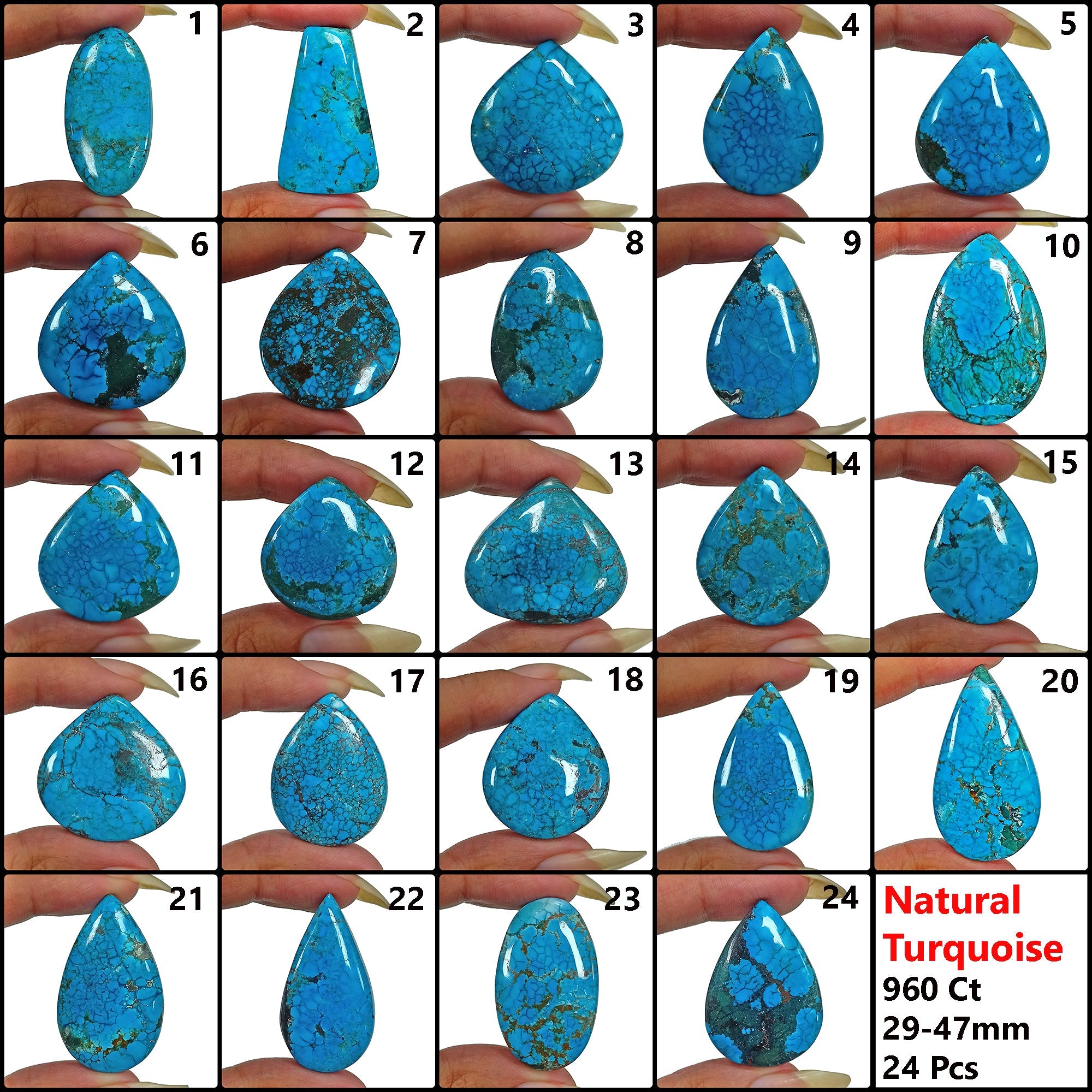 960 Ct Natural Spiderweb Blue Turquoise Mix Cab Loose Wholesale Gems Lot 24 Pc