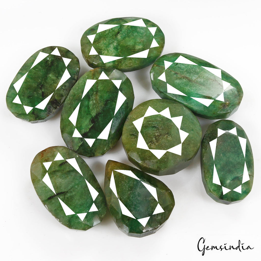 1480 Ct/8 Pcs Natural Brazilian Bottle Green Emerald Mix Cut Loose Huge Gems Lot
