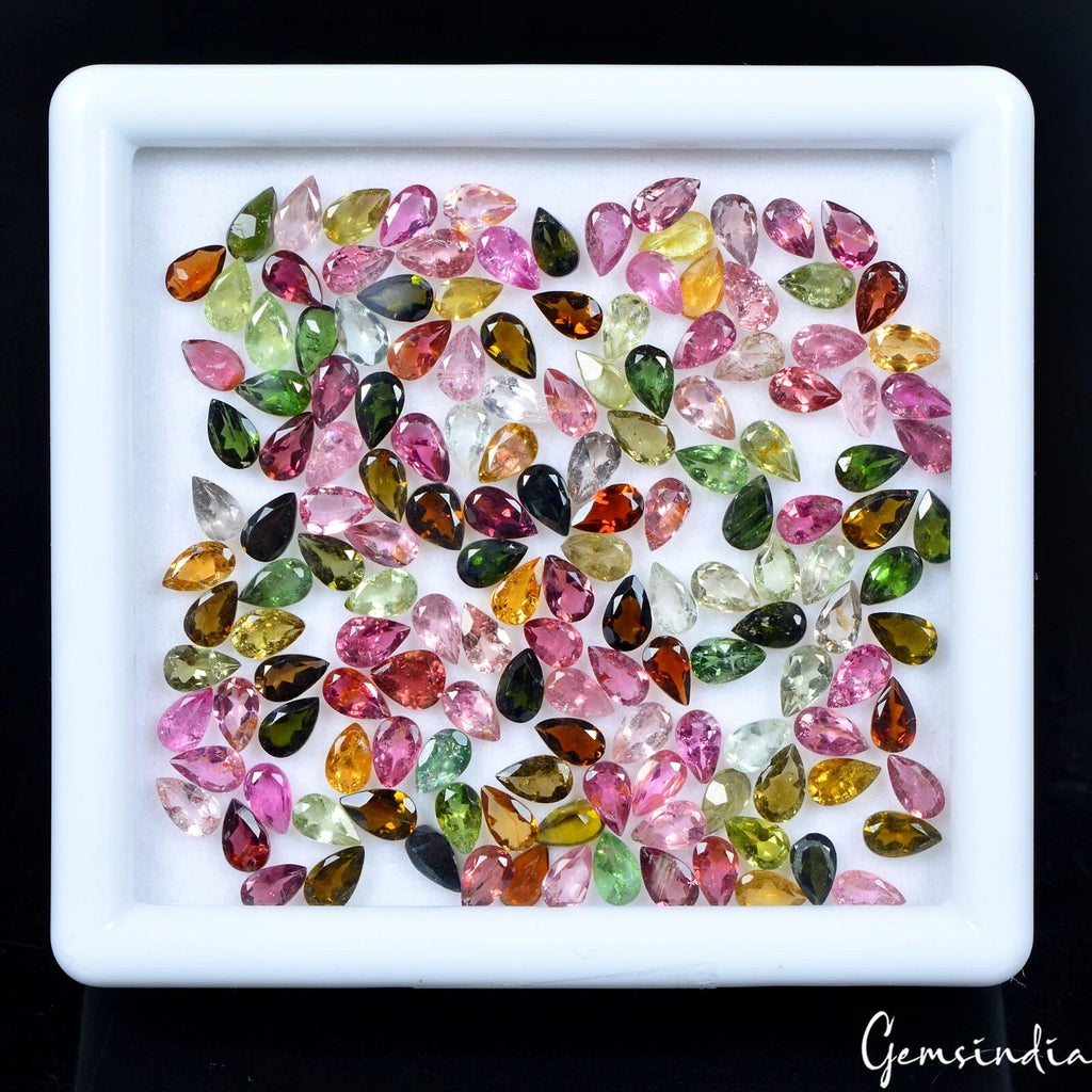Tourmaline Loose Gemstone, Untreated, Multi Color — 5mm, 30.00 Ct, Mozambique