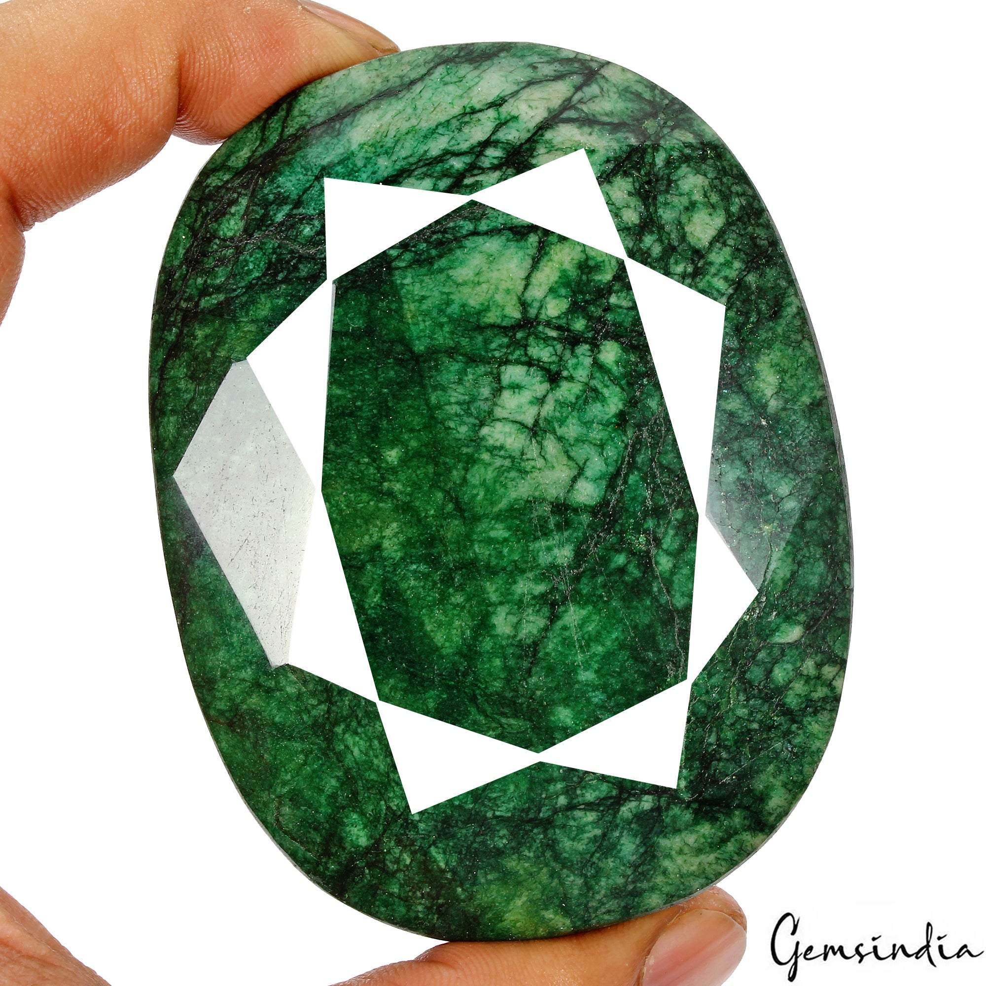 Emerald Loose Gemstone, Color Enhanced, Green — 80x61x37 mm, 1600 Ct, Brazil