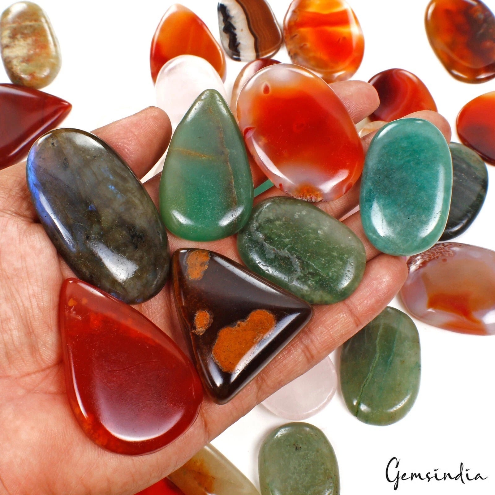 Aventurine Lot, Cabochon, Oval,Pear & Fancy Cabochon — 40 Pieces, 37mm to 52mm, 4000 Ct