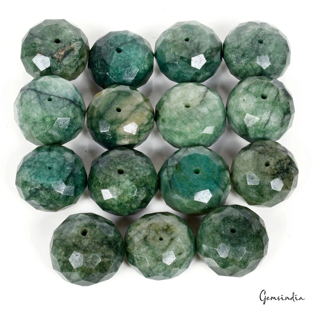 Emerald Beaded Strand, Color Enhanced, Green — 16mm to 18mm, 1500 Ct, Brazil