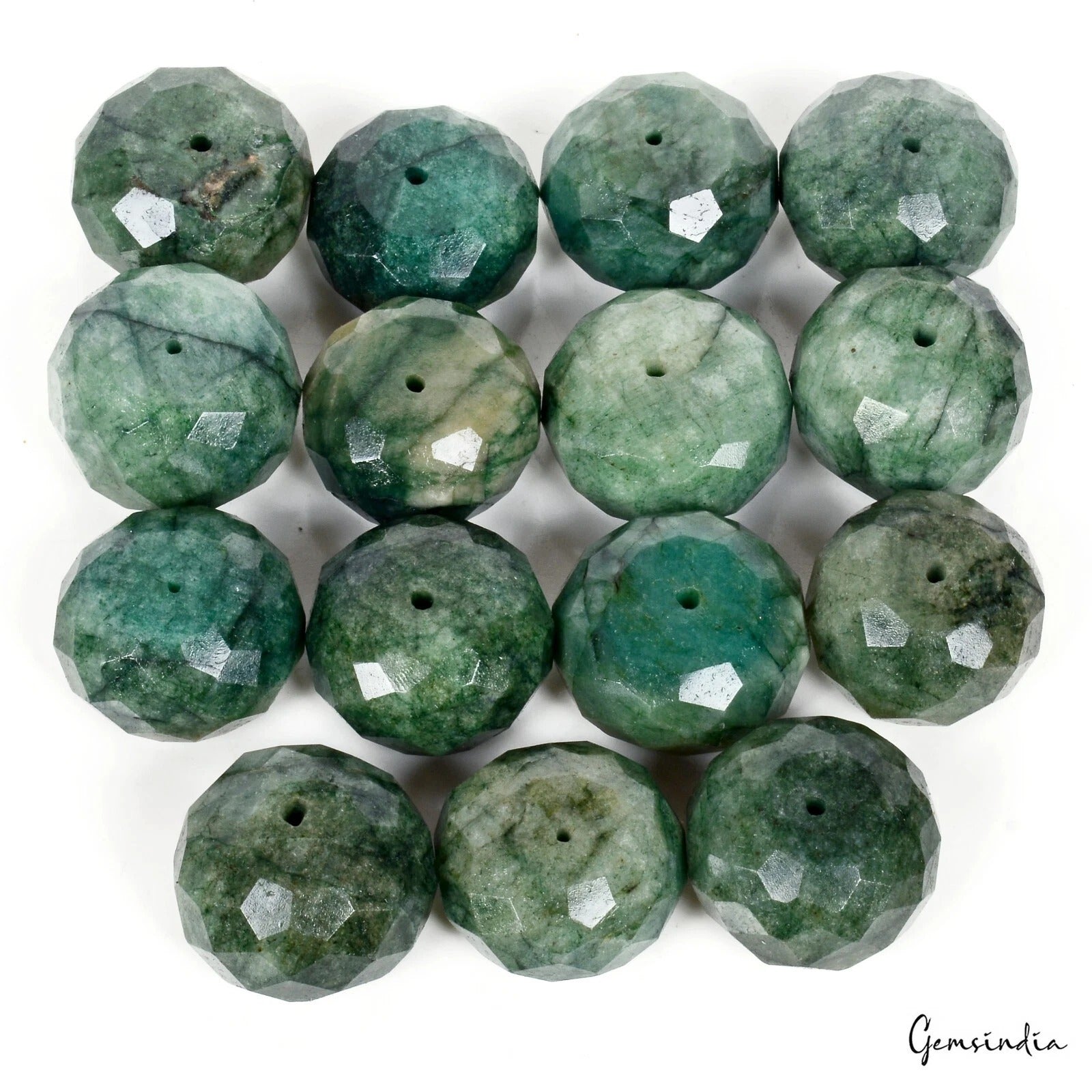 Emerald Beaded Strand, Color Enhanced, Green — 16mm to 18mm, 1500 Ct, Brazil