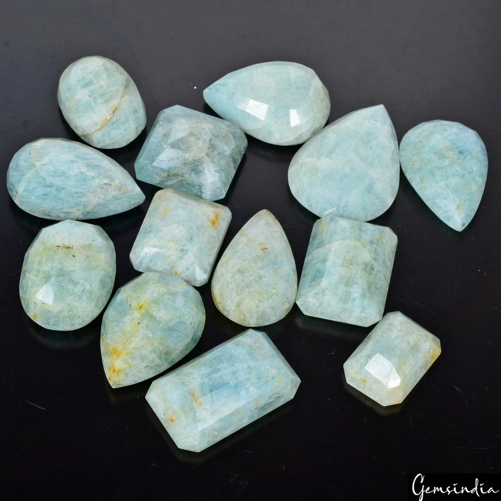 550 Ct/13 Pc Natural Untreated Blue Beryl Aquamarine Mix Cut Loose Gemstones Lot