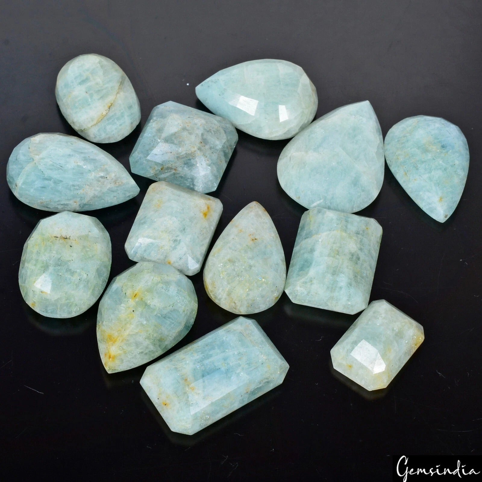 550 Ct/13 Pc Natural Untreated Blue Beryl Aquamarine Mix Cut Loose Gemstones Lot