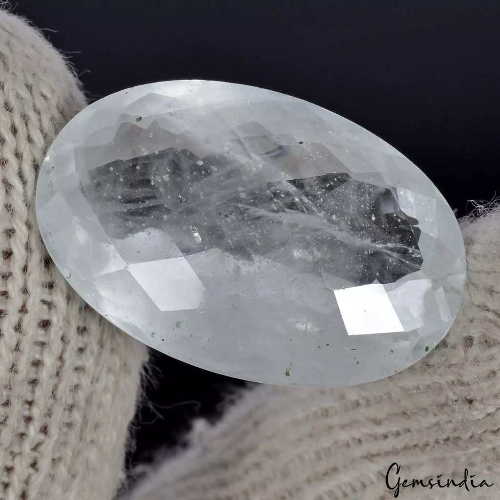 64.40 Ct Natural Green Aquamarine Oval Checker Cut Untreated Brazil Gemstone