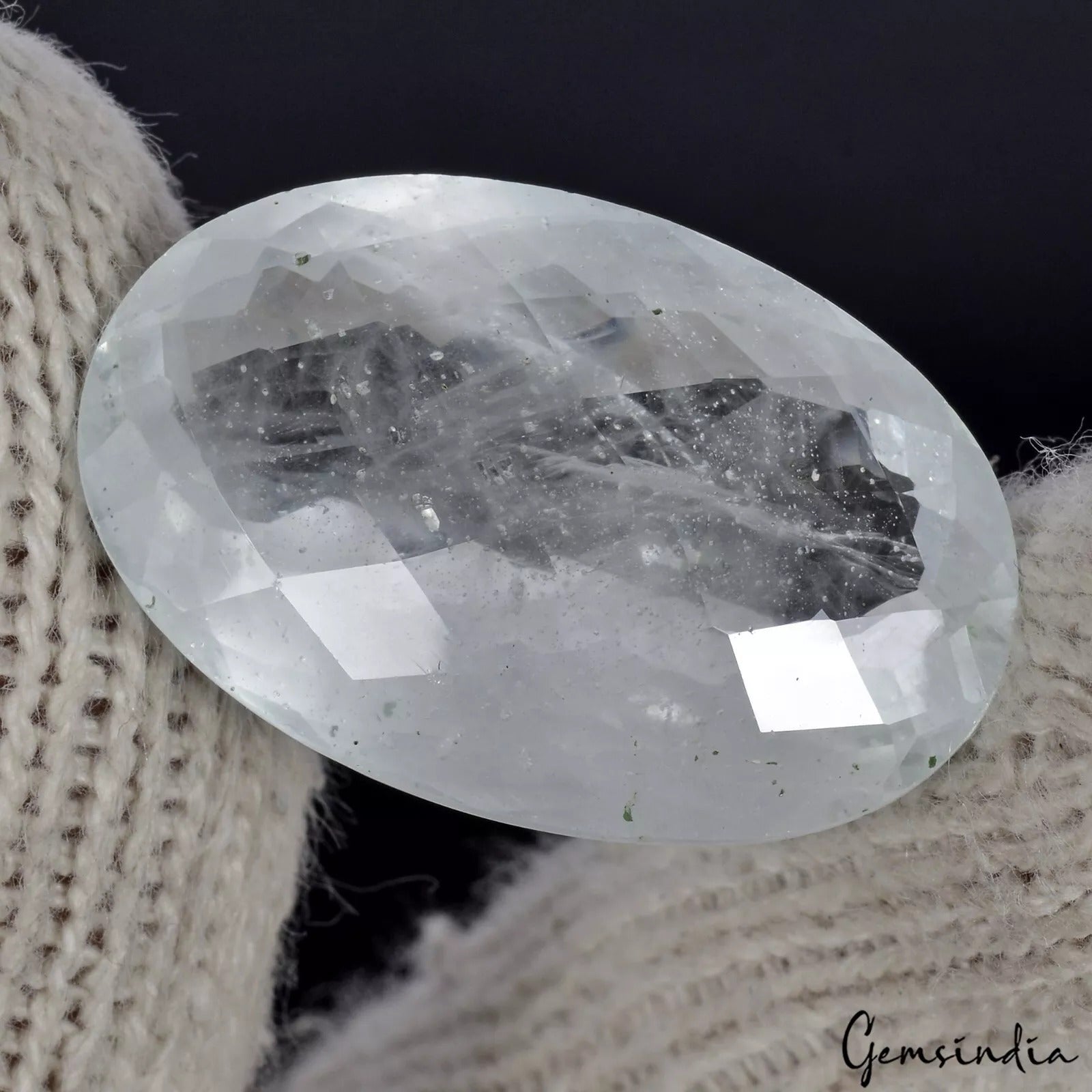 64.40 Ct Natural Green Aquamarine Oval Checker Cut Untreated Brazil Gemstone