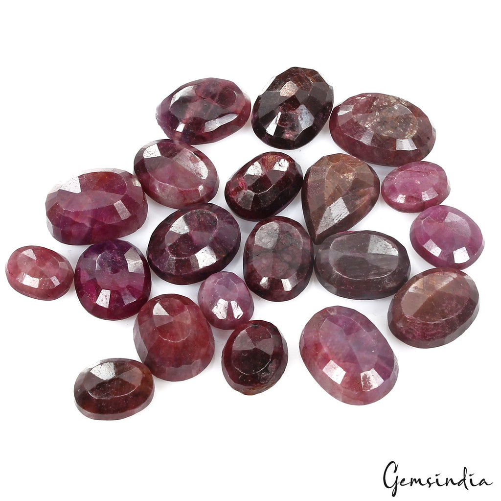 Natural Untreated Red Ruby Certified Lot 163.00Ct Mix Cut Loose Gems For Jewelry