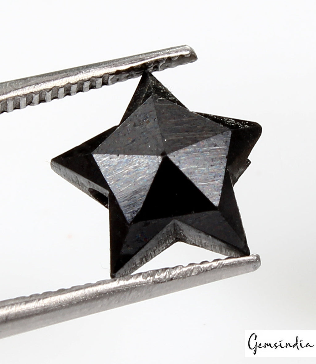 2.2 Carats 100% Natural Polished Star Shape Loose Earth Mined Black Diamond~10mm