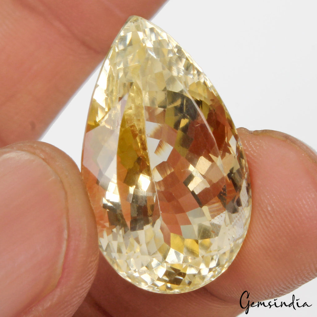 VVS 33.00 Ct Natural Citrine AAA Untreated Huge Faceted Pear Cut Loose Gemstone