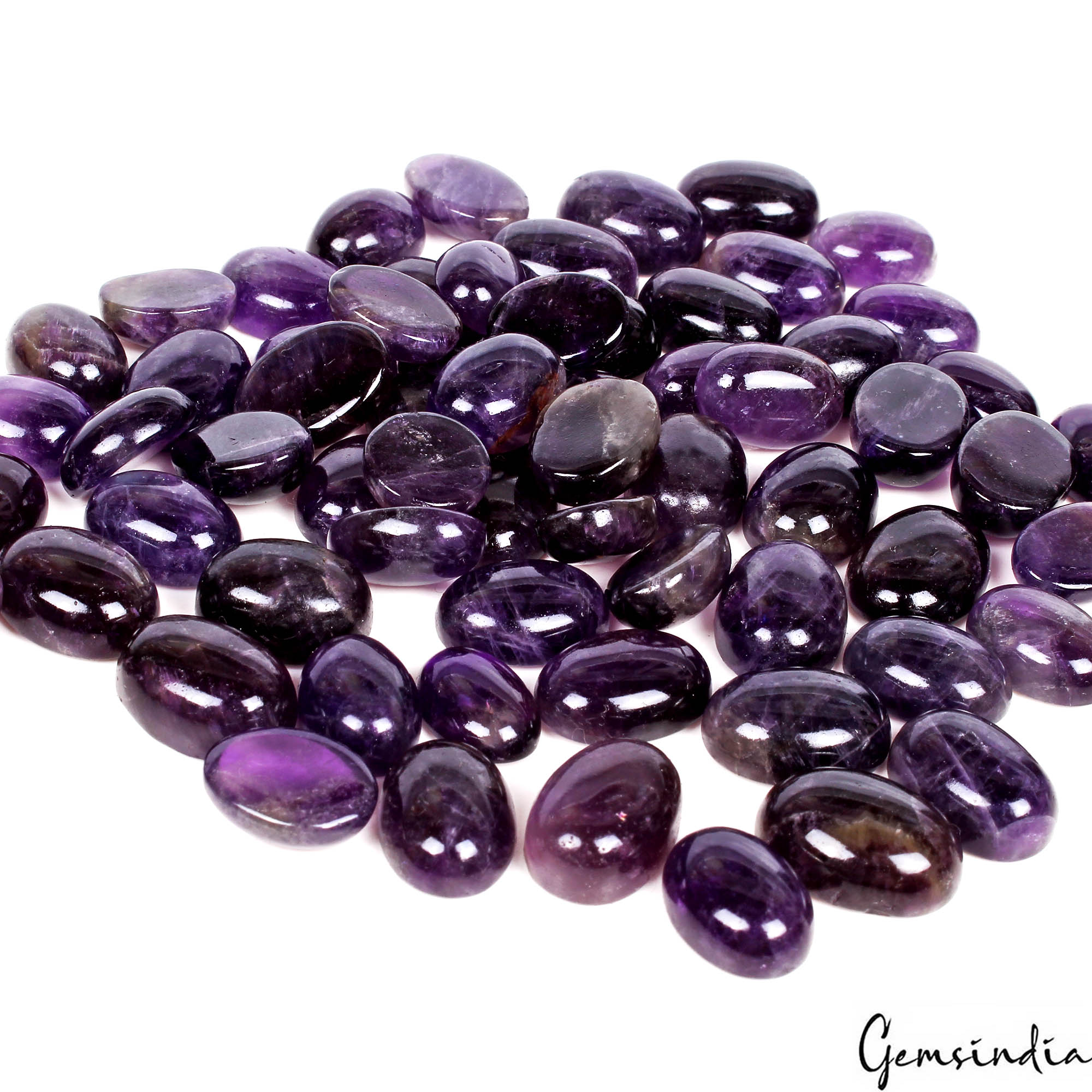 65 Pcs Natural Riich Purple Amethyst Oval Cabochon Loose 15-24mm Gemtones~650 Ct