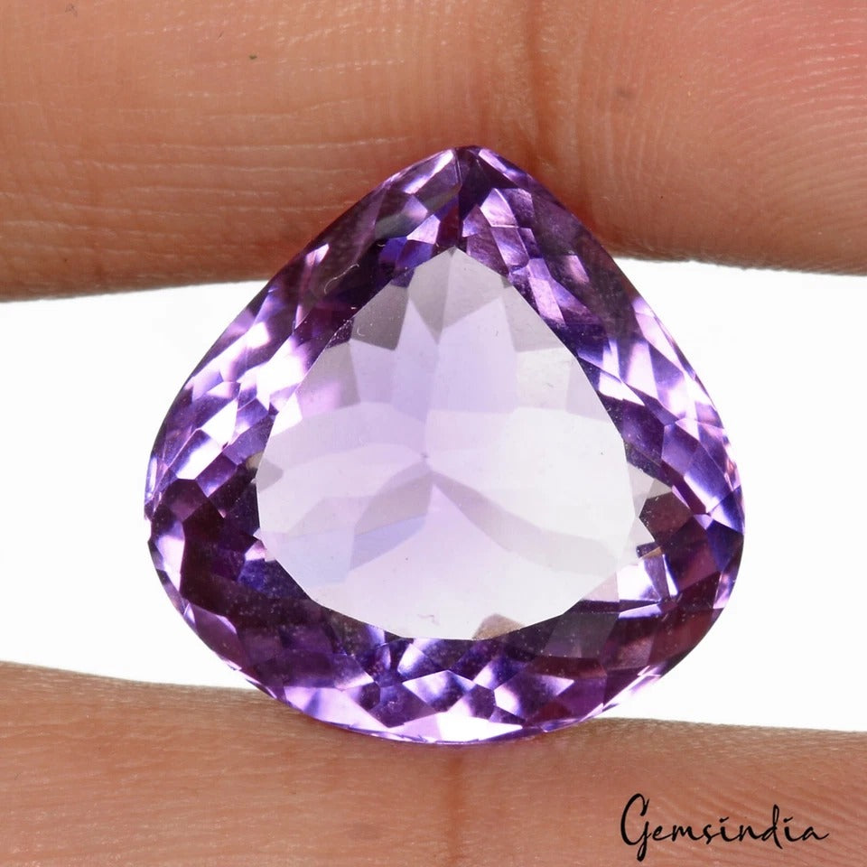 21.00 Ct. Natural VVS Purple Amethyst Pear Faceted Cut Loose Untreated Gemstone