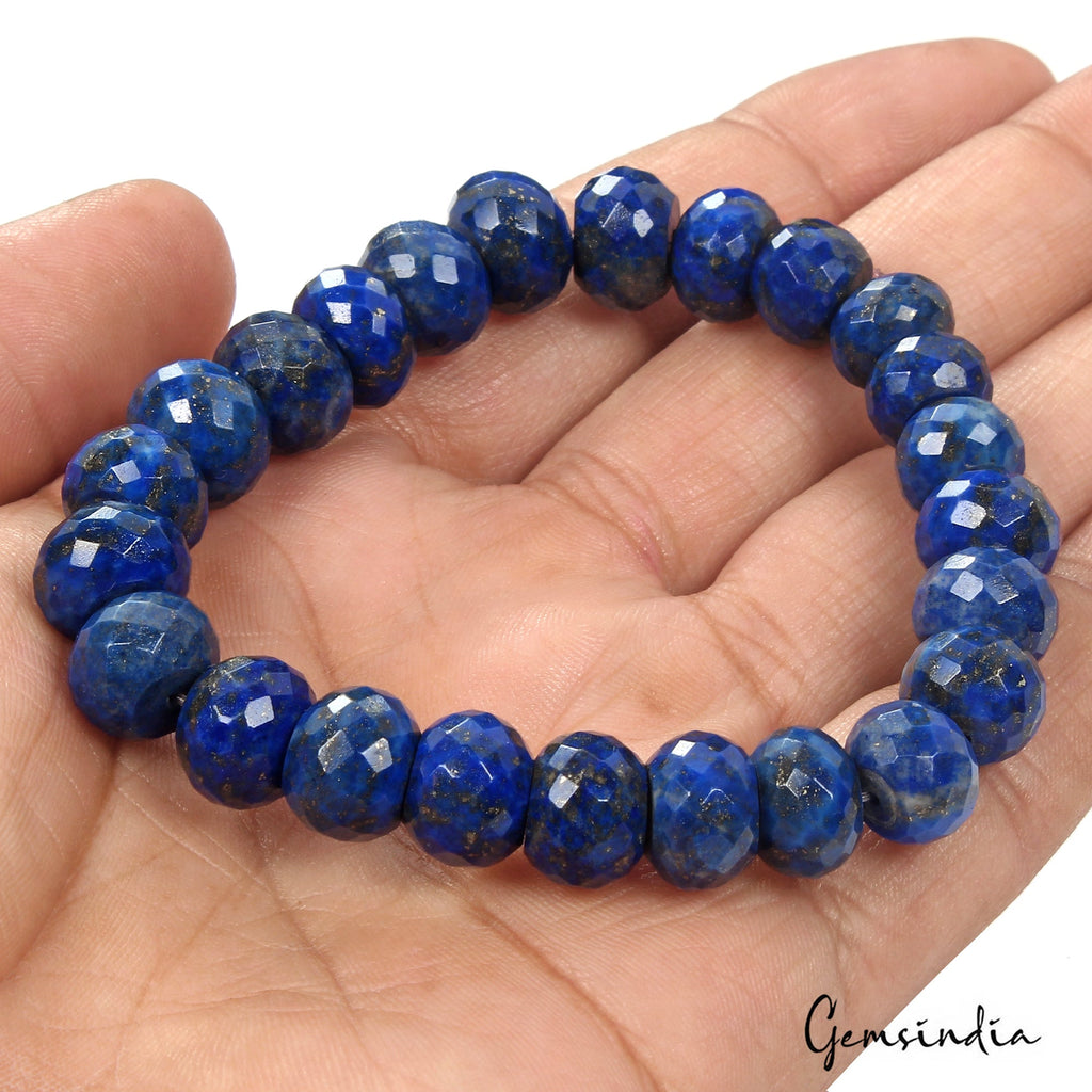200 Ct Natural Blue Lapis Lazuli Gems Round Beaded Stretchable Handmade Bracelet