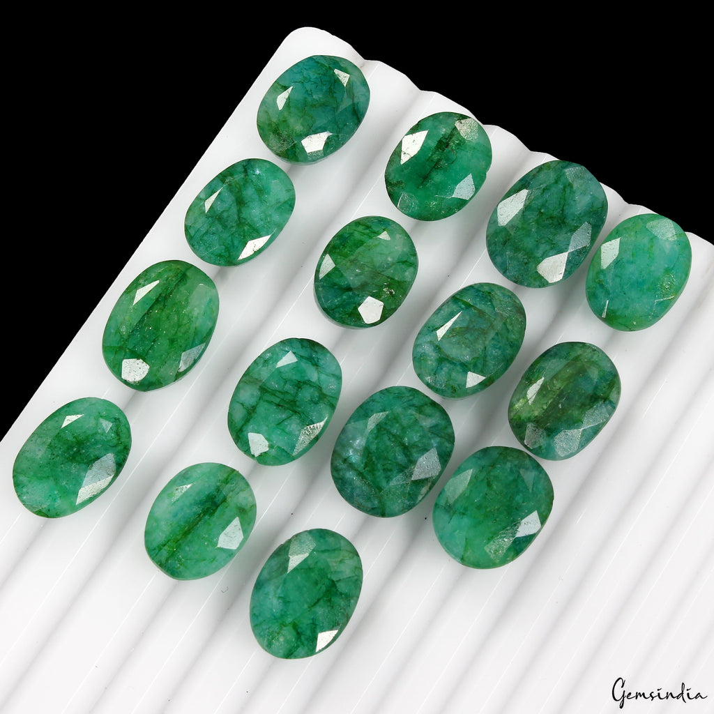 Certified Natural Green Emerald 196 Ct AAA+ Oval Cut Loose Gemstones Lot ~15 Pcs