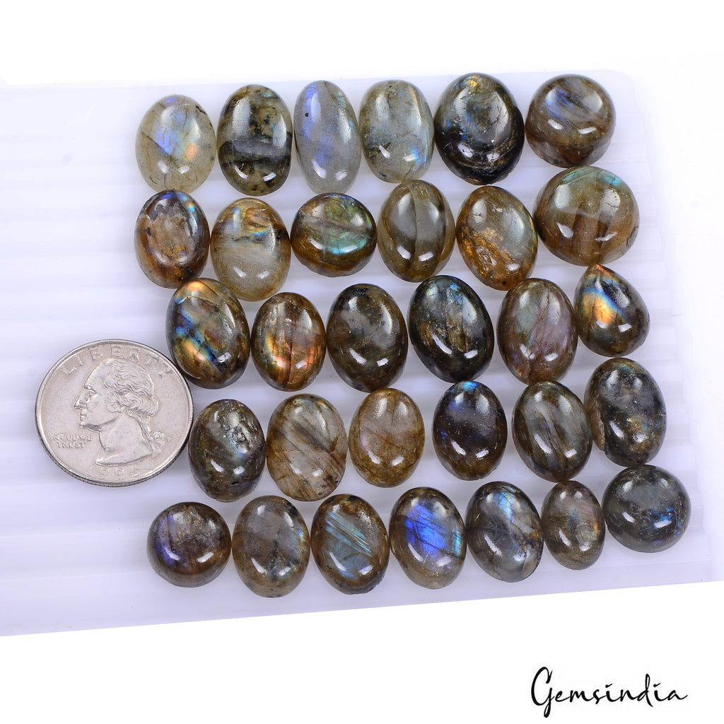 340 Cts/31 Pcs Natural Untreated Multi Shine Labradorite Mix Cab Loose Gems Lot