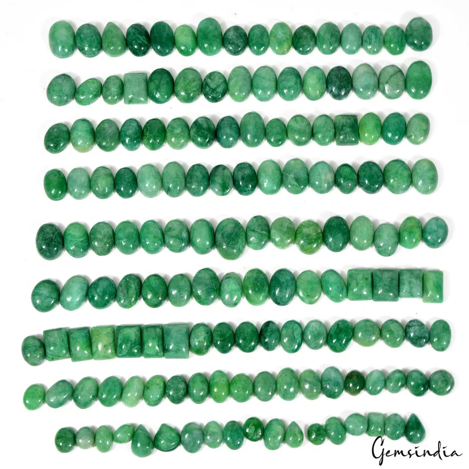 Certified 1520 Ct/150 Pcs Natural Emerald Mix Cab Loose Ring Size Gemstones Lot