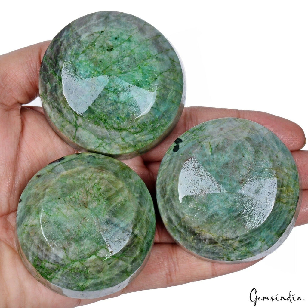 2730 Ct Natural Green Brazilian Emerald Round Faceted Earth Mined Gems Lot 3 Pcs