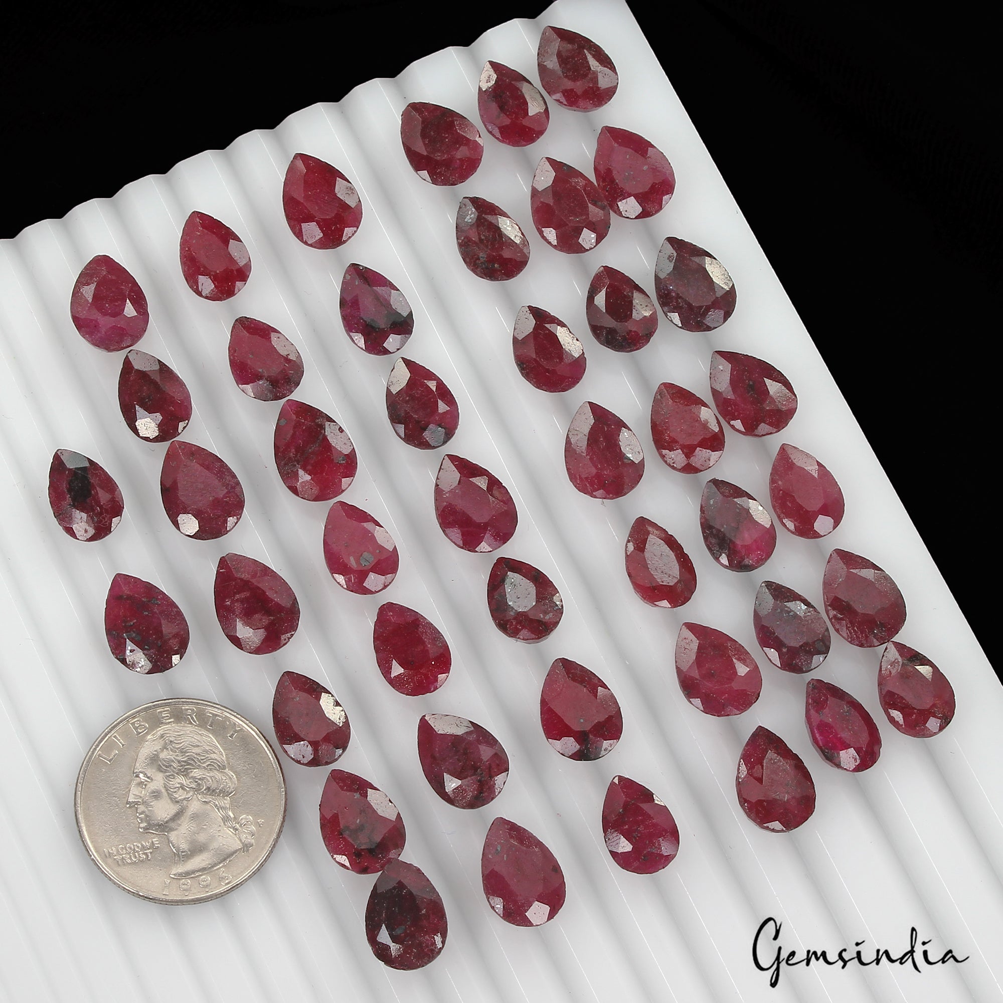 250.00 Ct Natural Red Ruby Pear Cut Loose Wholesale Gems Lot 44 Pcs For Jewelry
