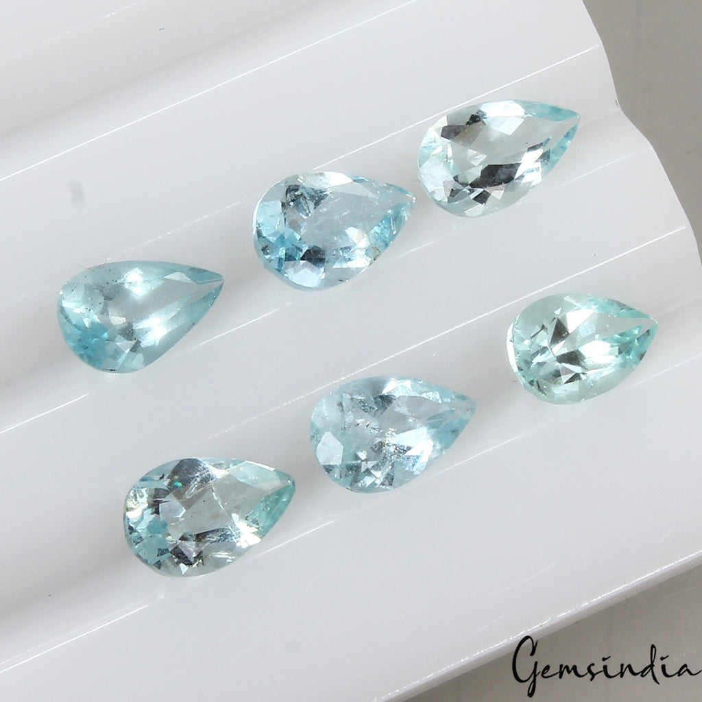 Aquamarine Lot, Loose Gemstone, Untreated, Blue — 6 Pieces, 8x5mm, 4.20 Ct, Brazil