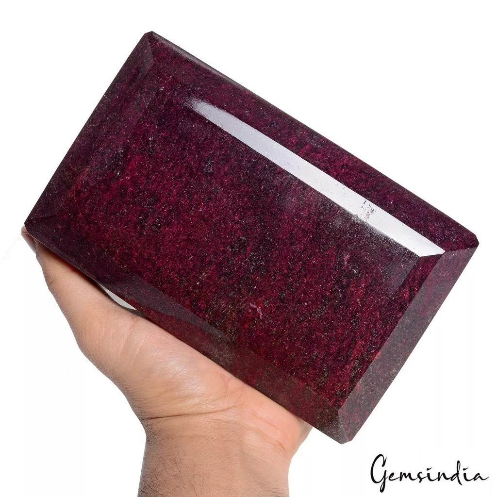 3.7 Kilo Natural Huge Red Ruby 7 in Octagon Cut Earth Mined For Gallery Gemstone