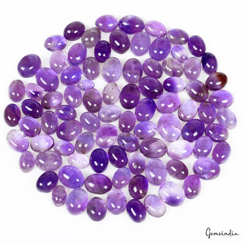 Amethyst Lot, Cabochon, Untreated, Purple — 88 Pieces, 6mm To 9mm, 152.70 Ct, Brazil