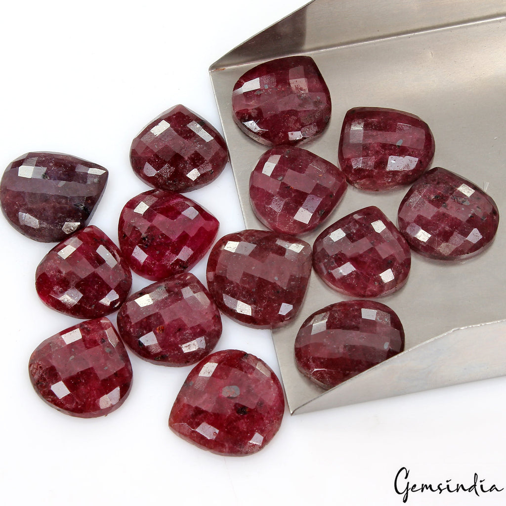 Loose Gemstone Checkerboard Cut 450 Ct Pear Shape 21-24mm Natural Red Ruby Lot