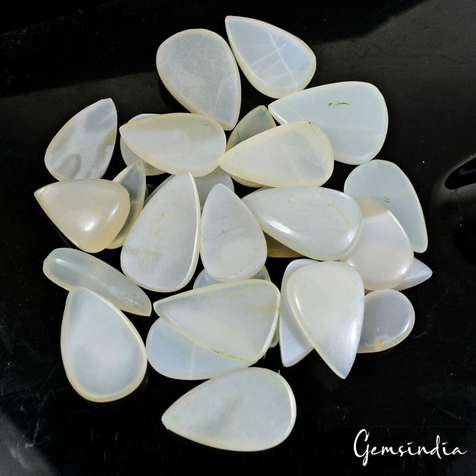 27 Pcs Lot ~ Silky Moonstone Pear Cabochon 100% Natural Loose Gemstones 360 Cts.