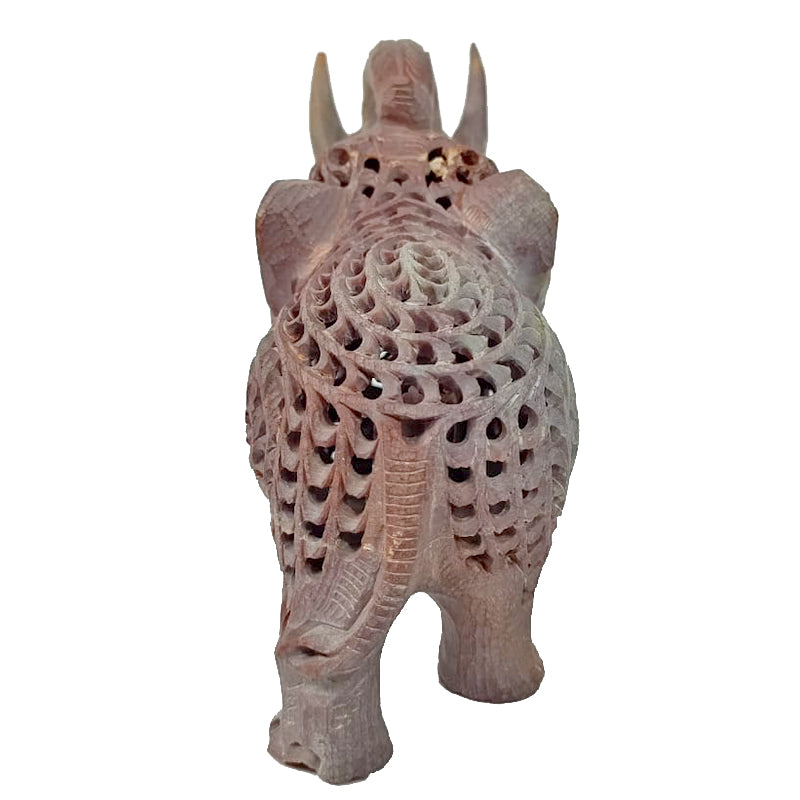 1680 Cts Hand-Carved Soapstone Elephant Sculpture - Trunk Up Good Luck Figurine