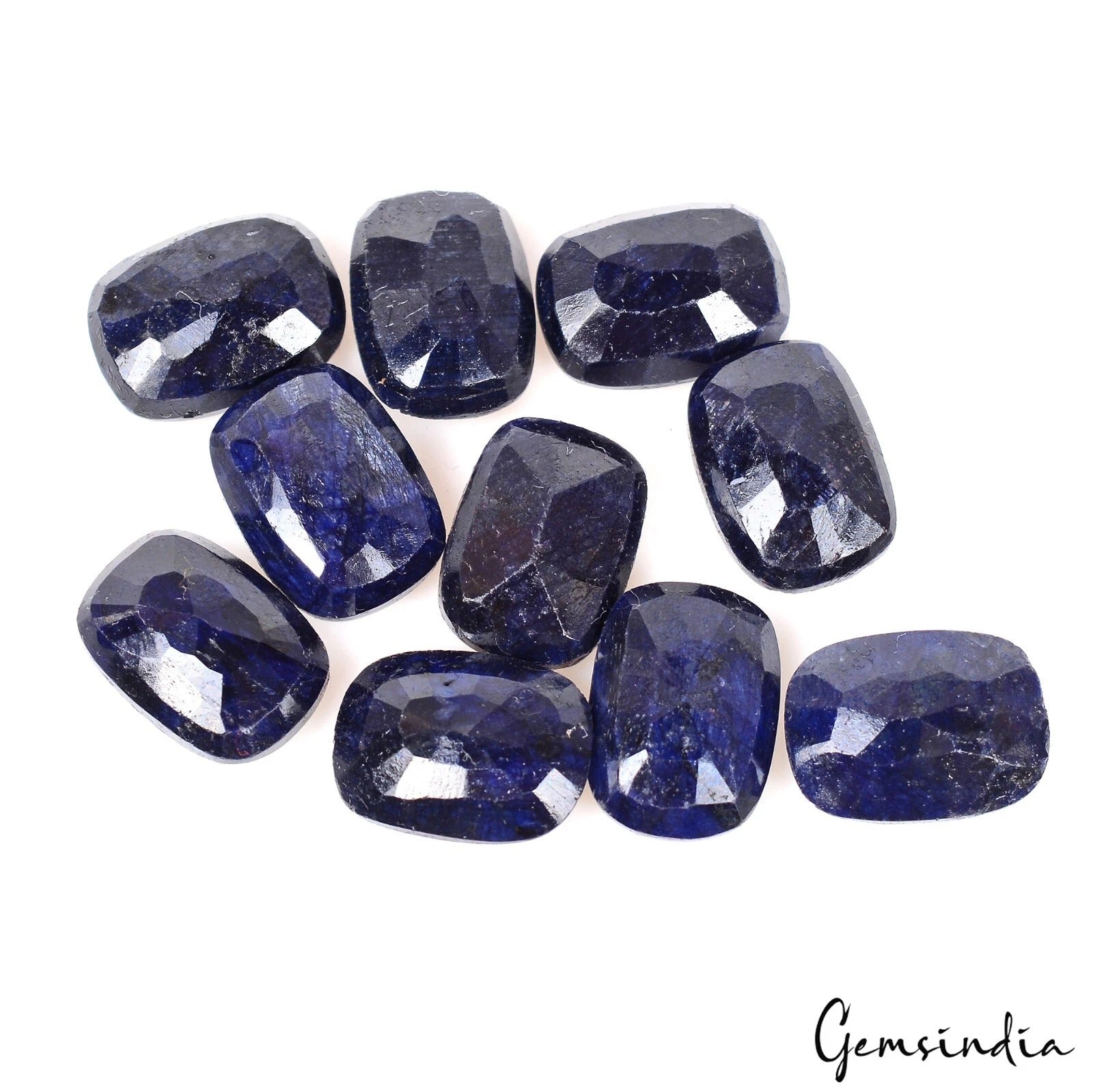 Certified 84.40 Cts/10 Pcs Natural Blue Sapphire Cushion Calibrated 14x10mm Gems
