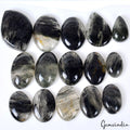 430 Cts/15 Pcs Natural Untreated Black Strong Rutilated Quartz Mix Cab Gems Lot