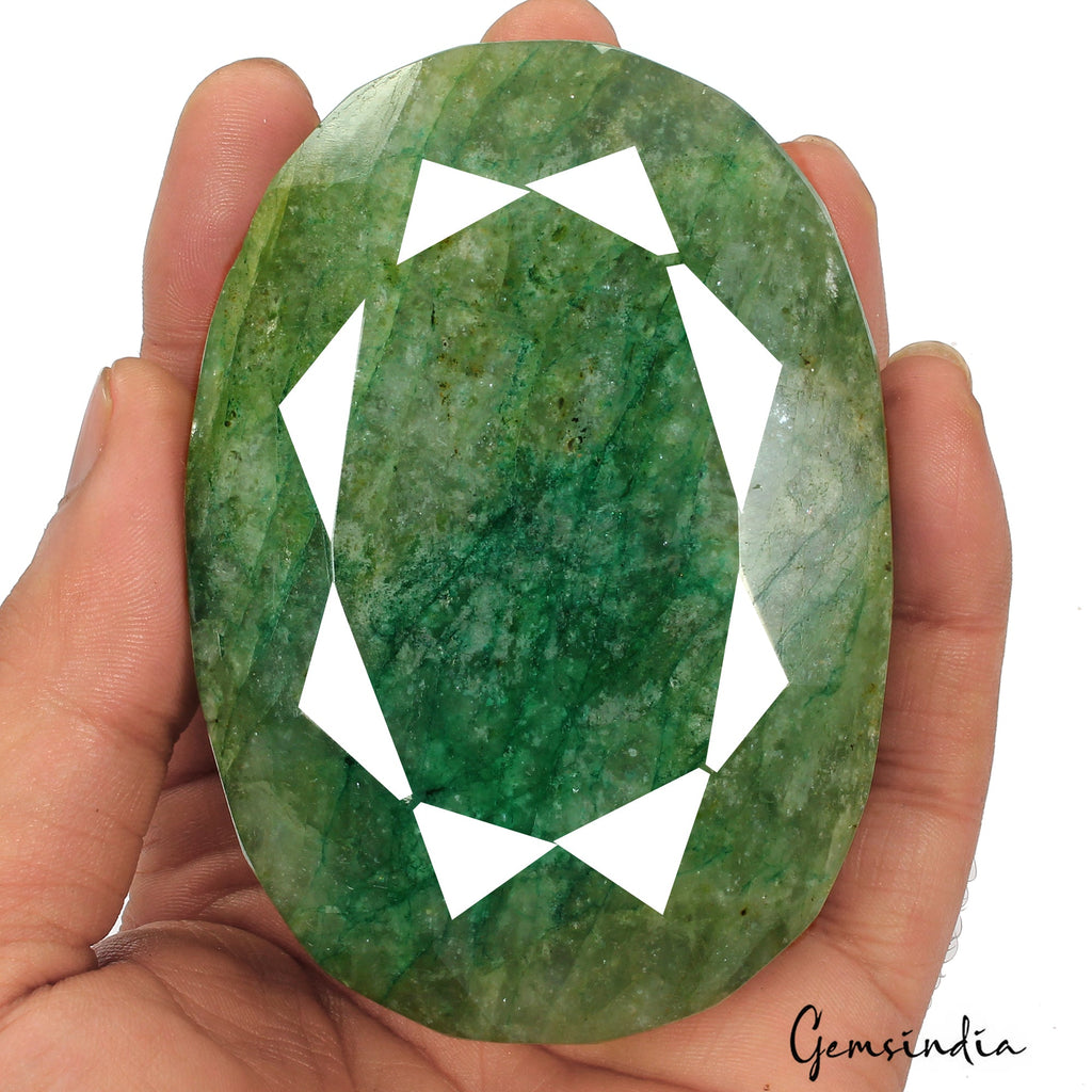 2150 Ct Natural Green Emerald Excellent Oval Cut Faceted Museum Size Loose Gems