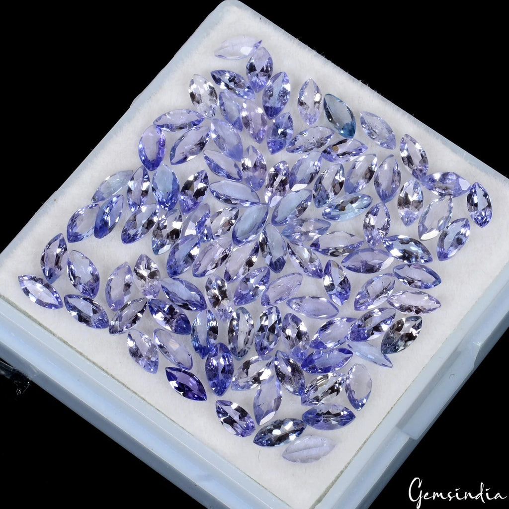 Tanzanite Lot, Loose Gemstone, Marquise Cut, Untreated — 92 Pieces, 5x2.5mm, 11.40 Ct, Tanzania