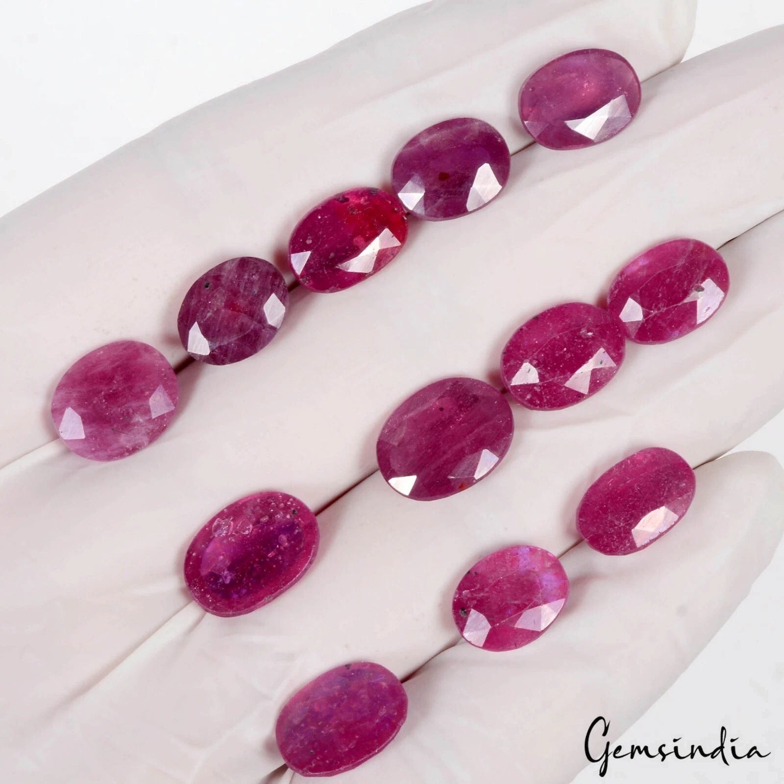 Red Ruby Natural 68.60 Ct 11-13mm Oval Cut Faceted Certified Loose Gemstone Lot