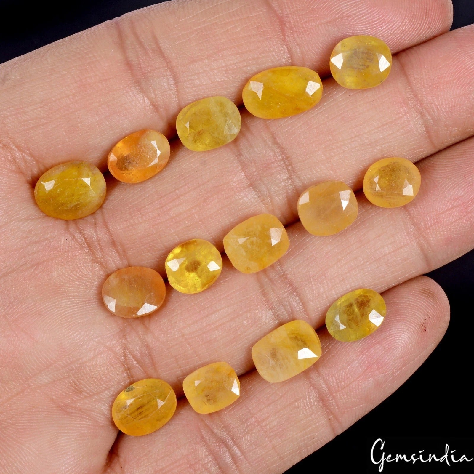 Certified 57 Cts/14 Pcs Natural Ceylon Yellow Sapphire Mix Cut Gems For Jewelry