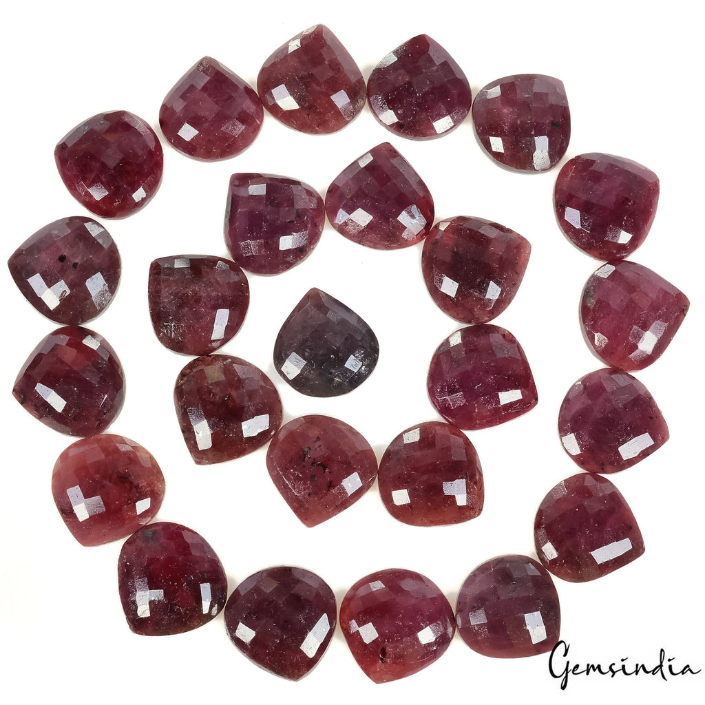 25 Pcs Natural Rich Red Ruby Pear/Heart Checker Cut 21-22mm Gemstones ~720 Cts
