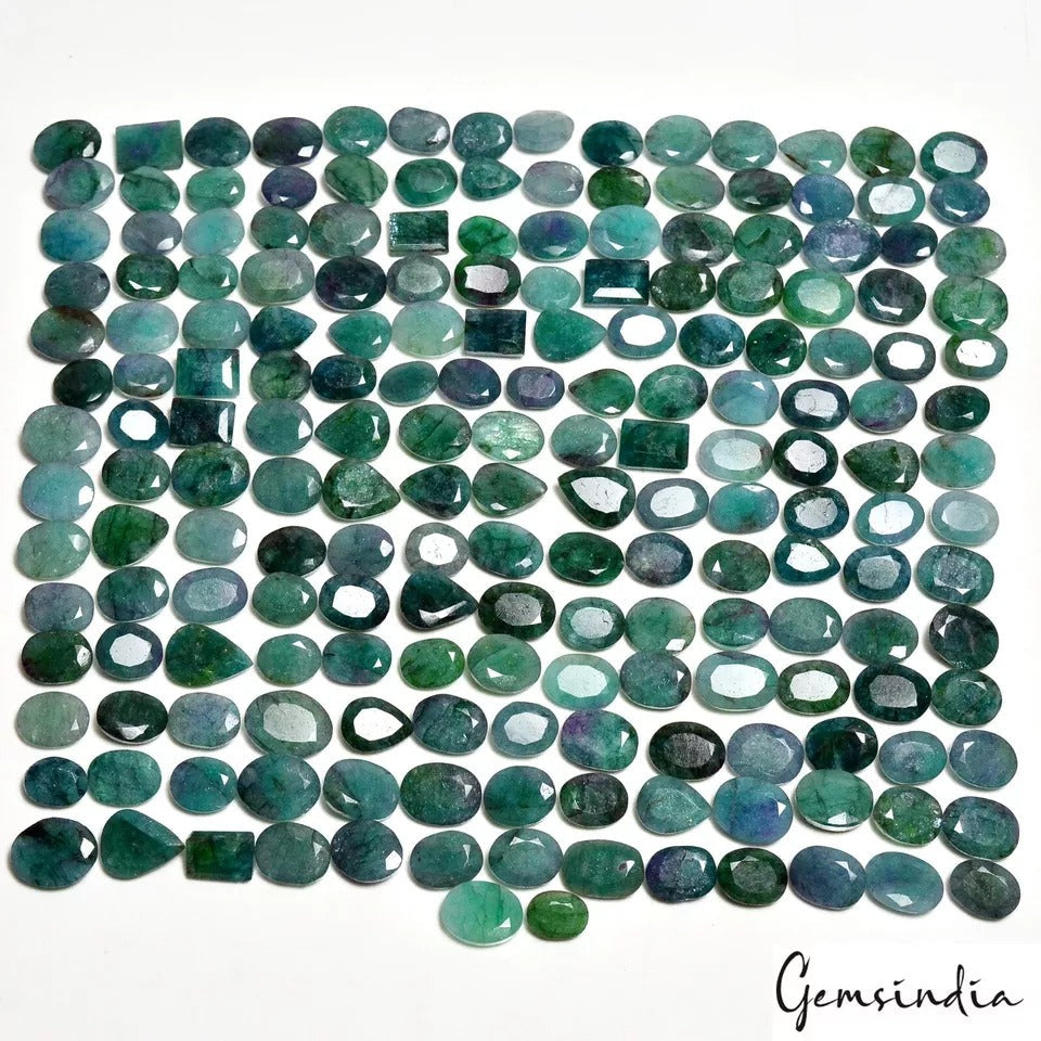 2000Ct Natural Brazilian Blue Green Emerald Mixed Size & Cut Loose Gemstones