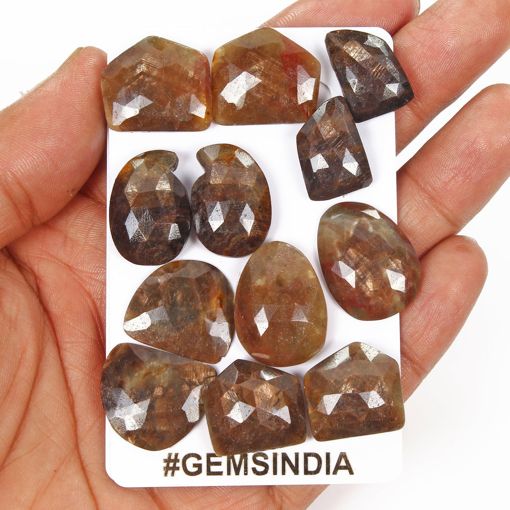 Certified 196 Ct/12 Pcs Natural Brown Sapphire Rose Checker Cut 6 Pairs Gems Lot