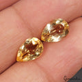 Certified 3.40 Ct Natural Yellow Citrine Gem Pear Cut Matching Pair for Earring