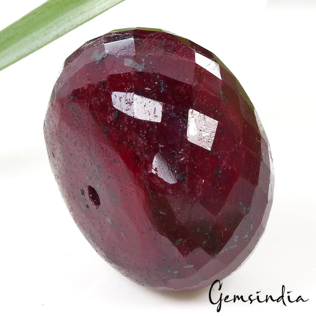 Giant 340 Ct Natural Earth Mined Ruby Gem 37mm Round Checker Cut Certified Bead