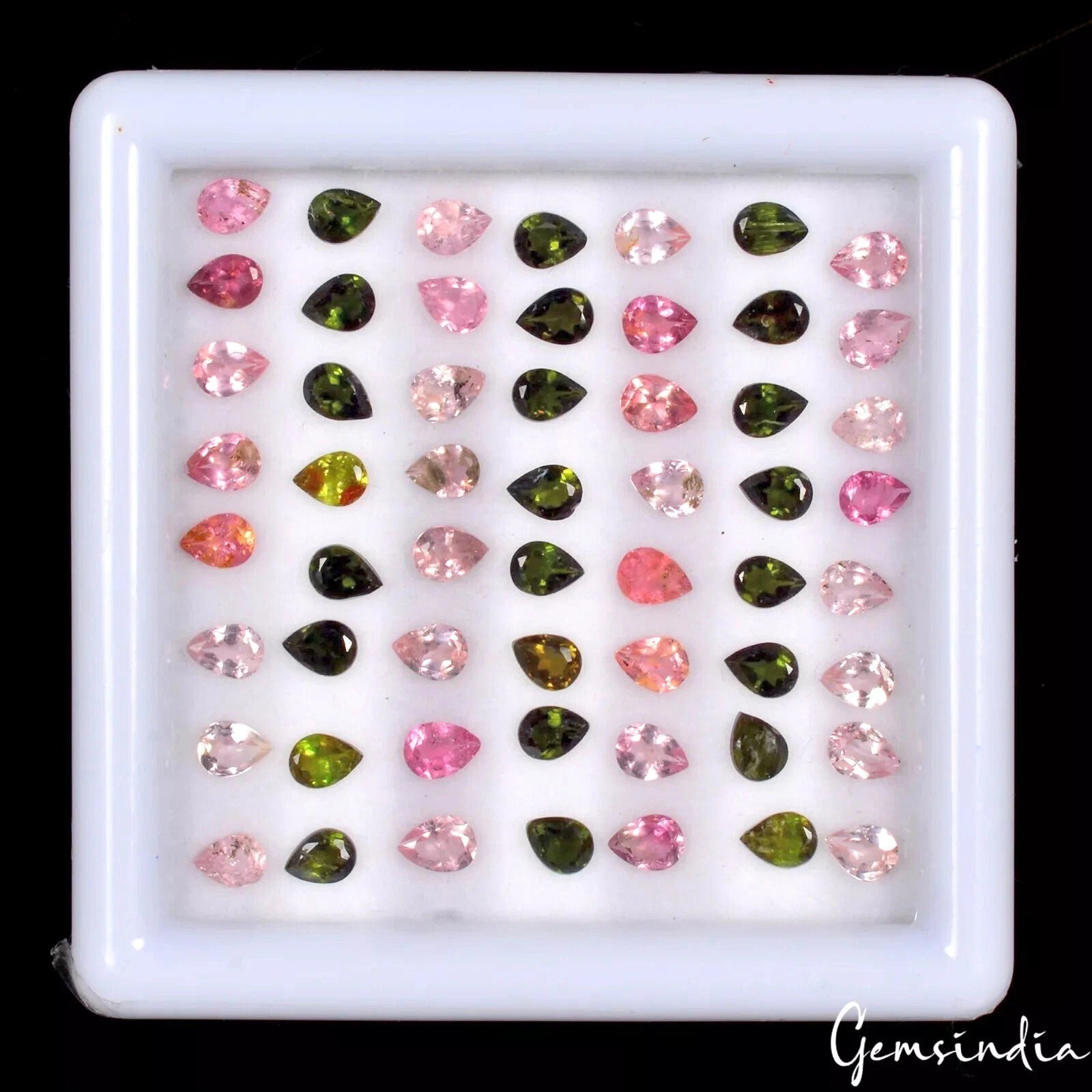 55 Pcs Natural Tourmaline Multi Color 4x3mm Pear Cut Loose Gemstones~ 8.65 Cts