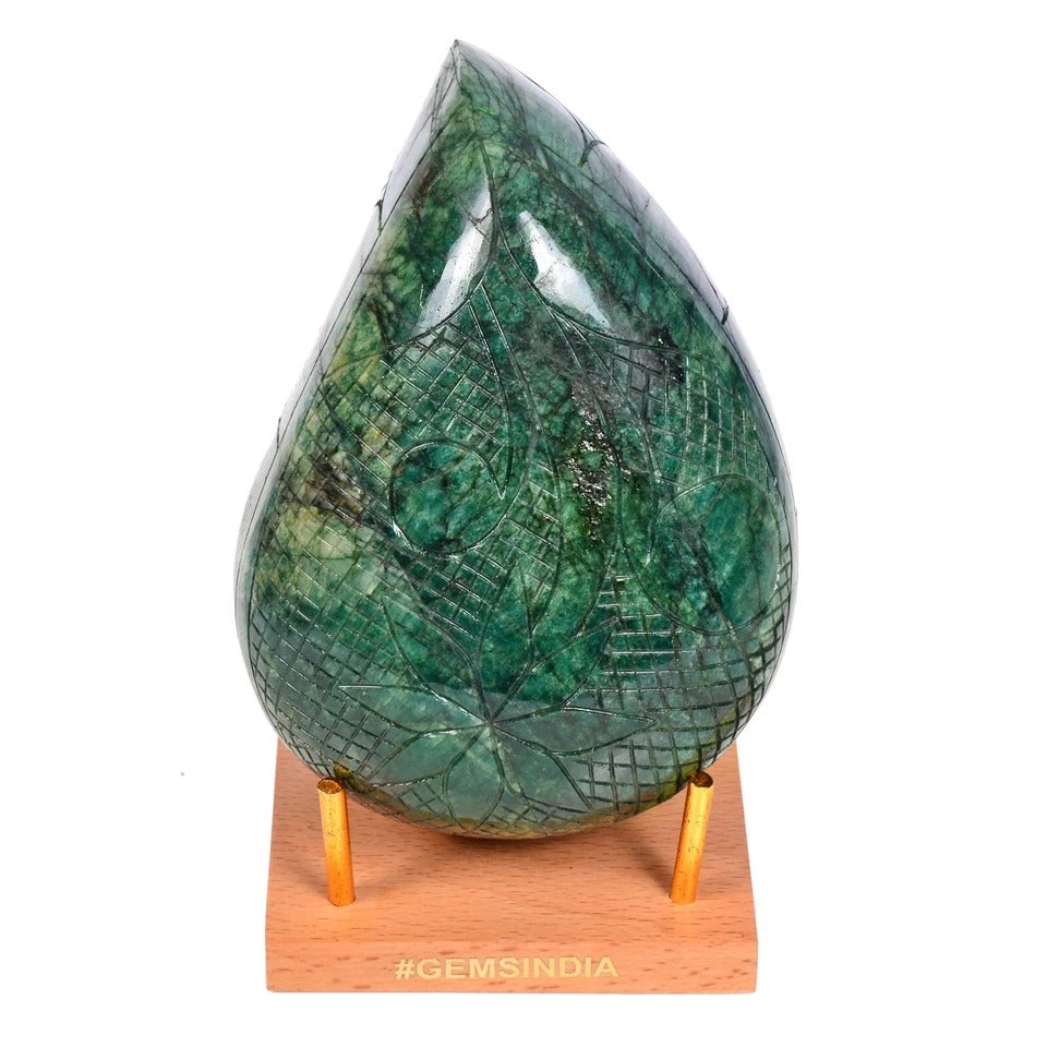 Certified 5430 Ct Natural Brazilian Emerald Amazing Carving Earth Mined Gemstone