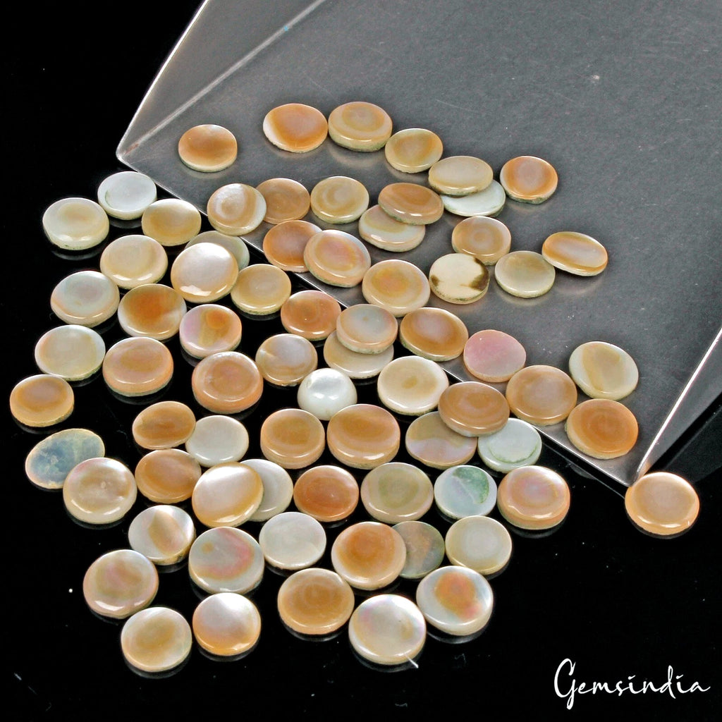 72 Pcs Mother Of Pearl Shell Flat Round Cab Coin Rainbow Shine Gemstones 88 Ct