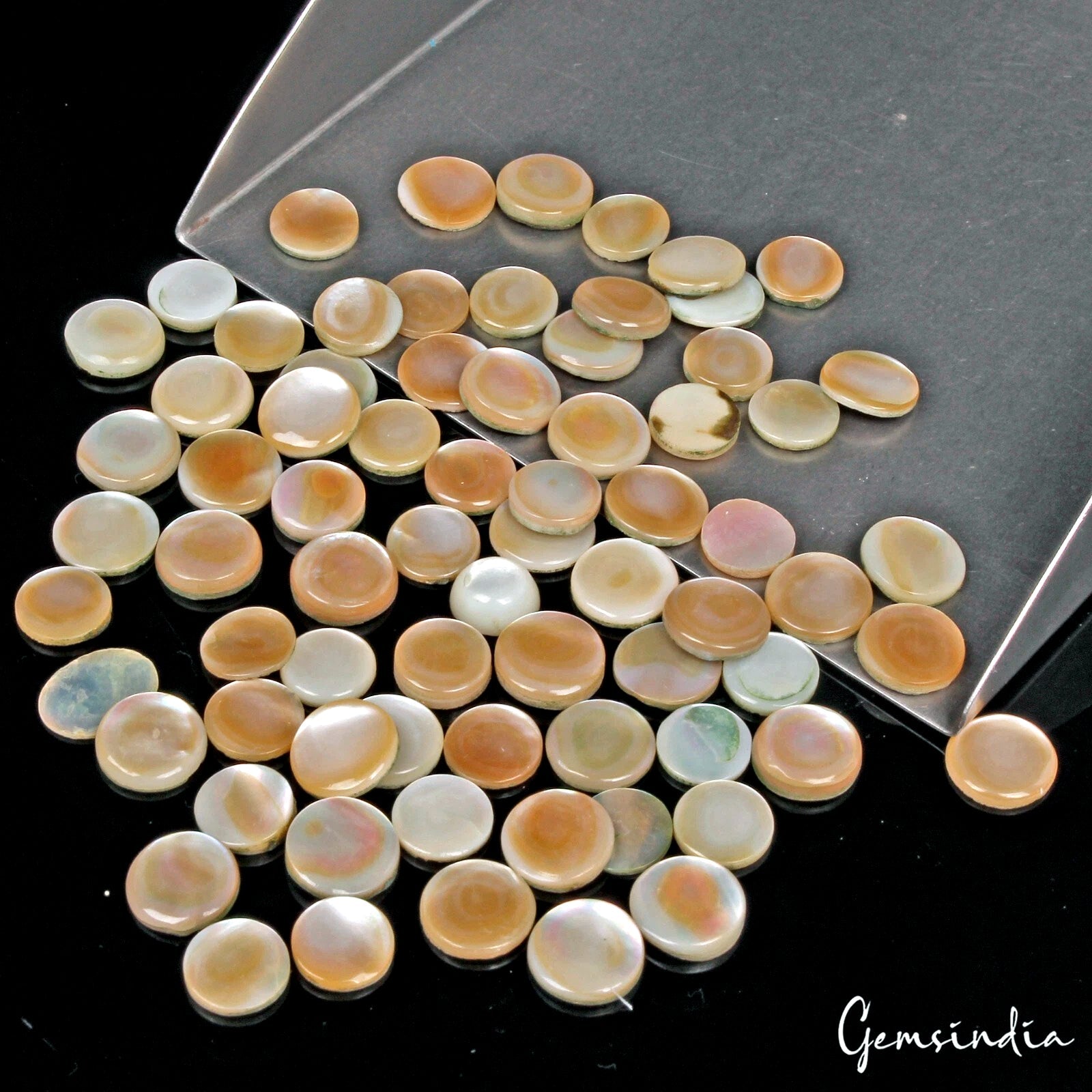 72 Pcs Mother Of Pearl Shell Flat Round Cab Coin Rainbow Shine Gemstones 88 Ct