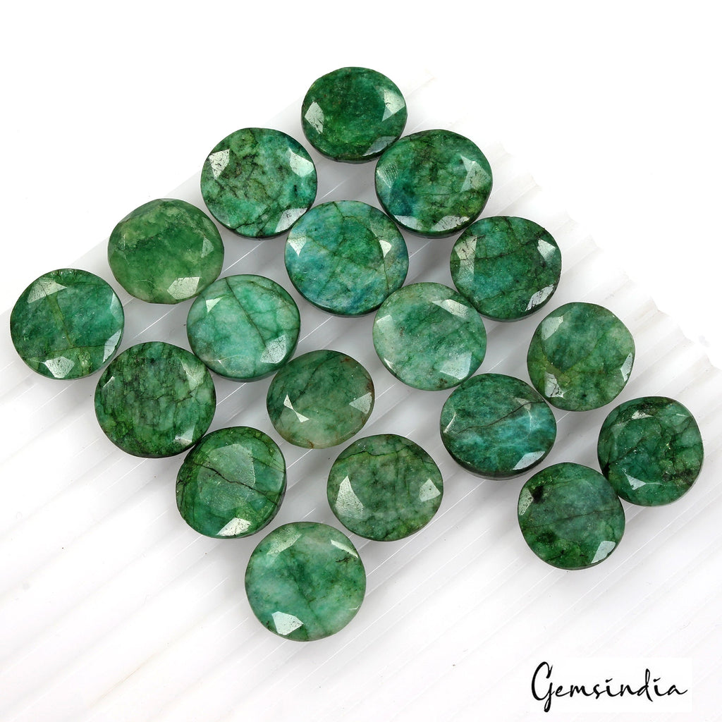 350 Ct/ 18 Pcs Natural AAA Emerald Round Faceted Loose Wholesale Gemstone Lot
