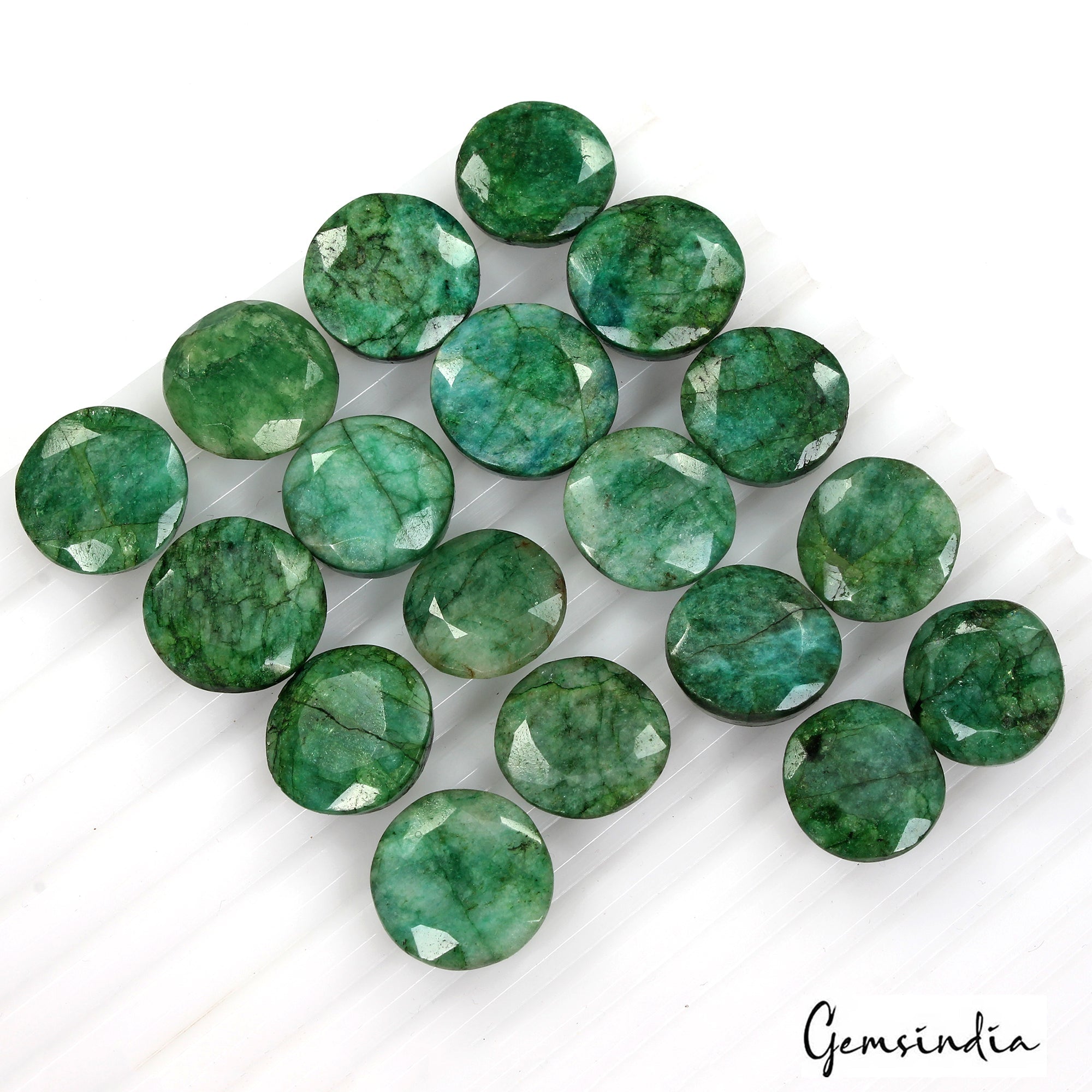 350 Ct/ 18 Pcs Natural AAA Emerald Round Faceted Loose Wholesale Gemstone Lot