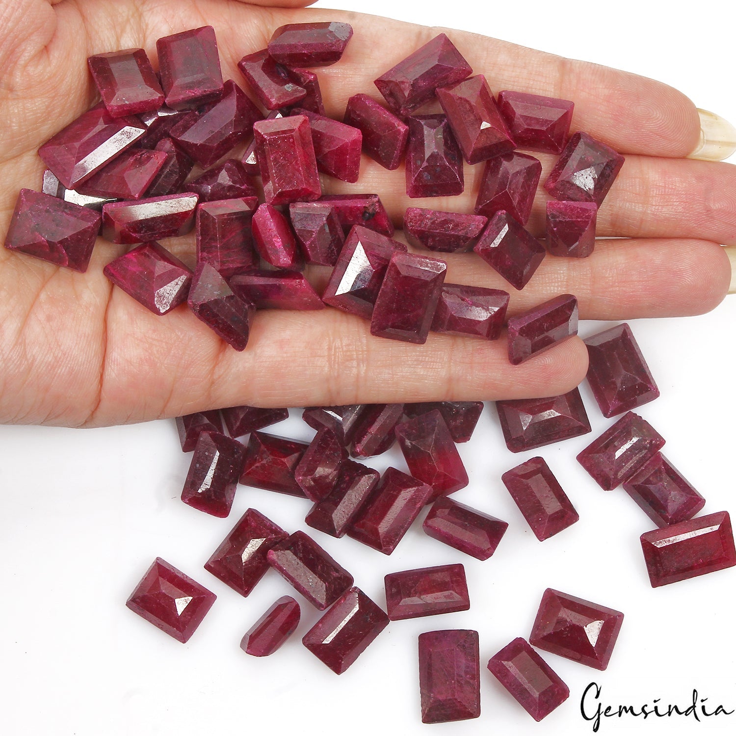 Certified 650 Ct/73 Pcs Natural Red Ruby Baguette Cut Loose Gems Lot For Jewelry