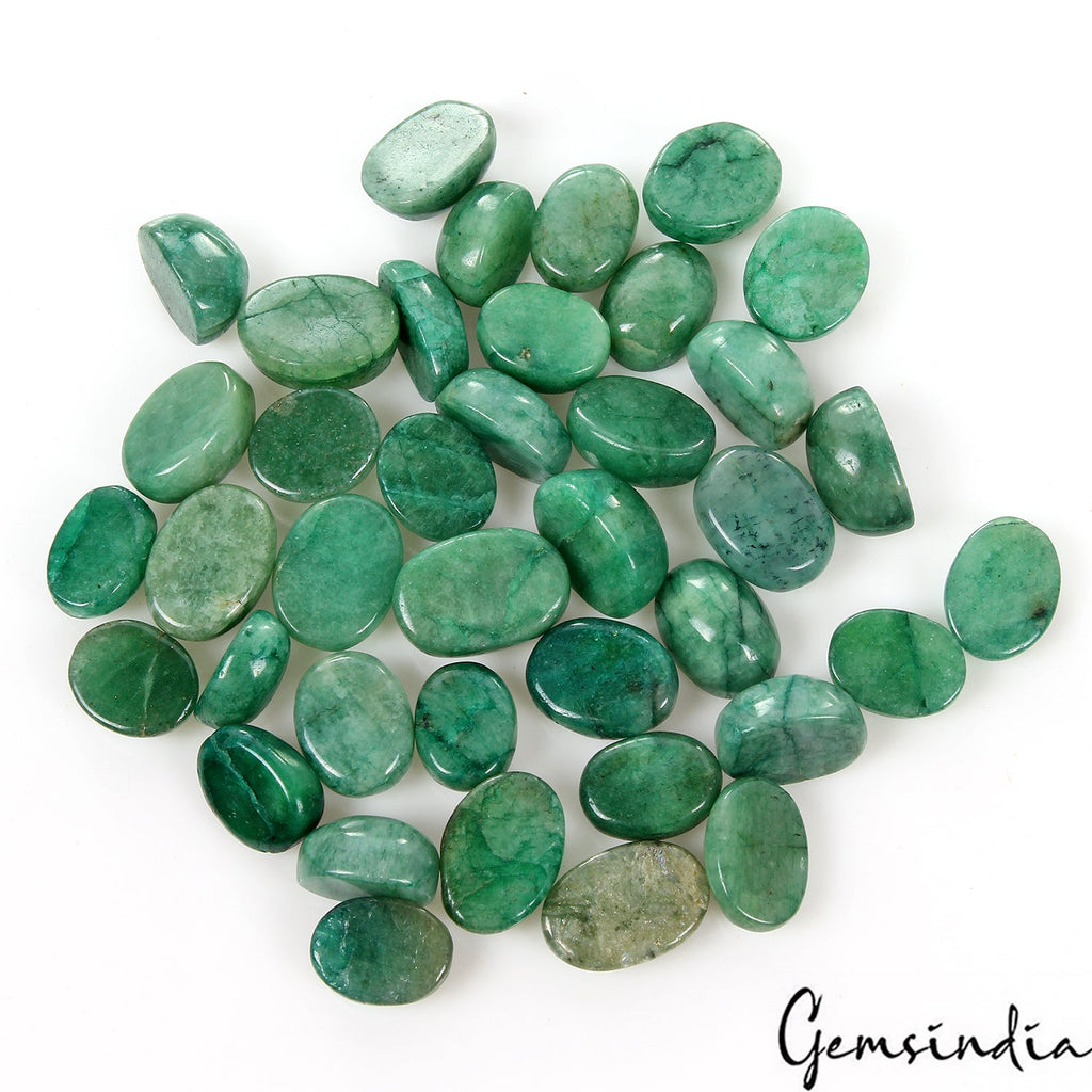 Certified 262.40 Cts/39 Pcs Natural Brazilian Green Emerald Oval Cab Loose Gems