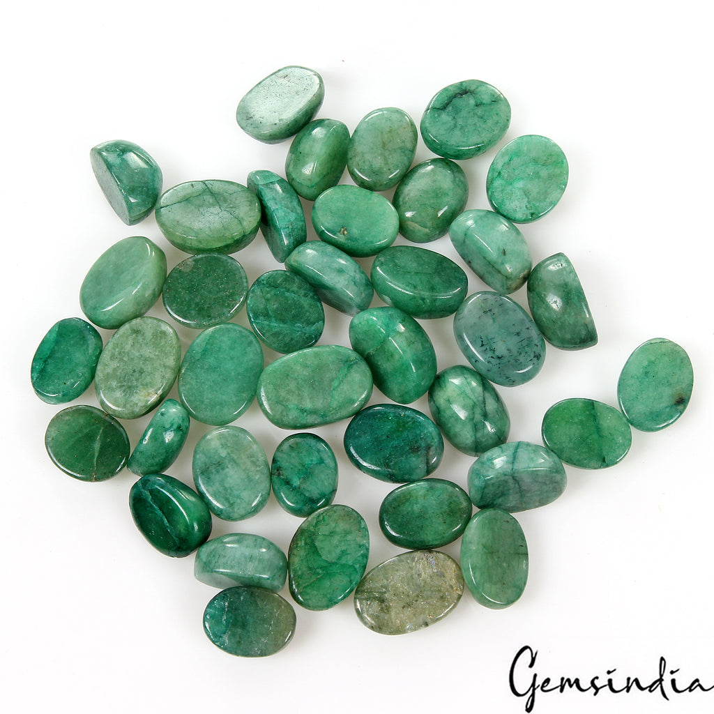 Emerald Lot, Cabochon, Color Enhanced, Green — 39 Pieces, 11mm to 16mm, 262.40 Ct, Brazil